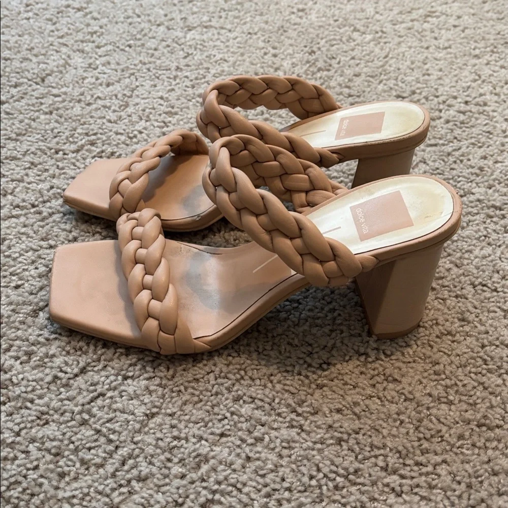 Dolce Vita Tan Braided Heeled Sandals With Chunky Heels